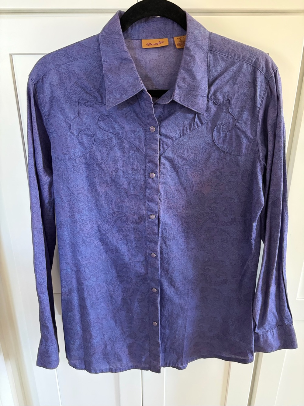 Wrangler Purple Western Pearl Snap Front Button Down Shirt Women Yoke - Picture 2 of 7